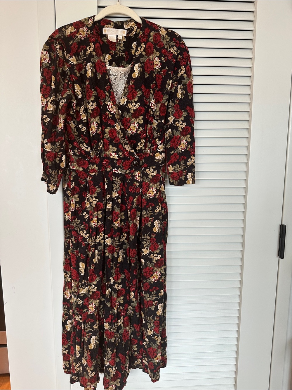 Architect Black Maxi Dress with Red Rose & Cream Floral Print